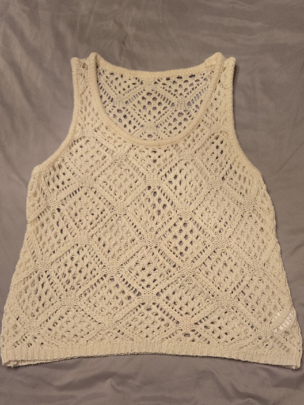 No Boundaries Cream Crochet Knit Tank Top